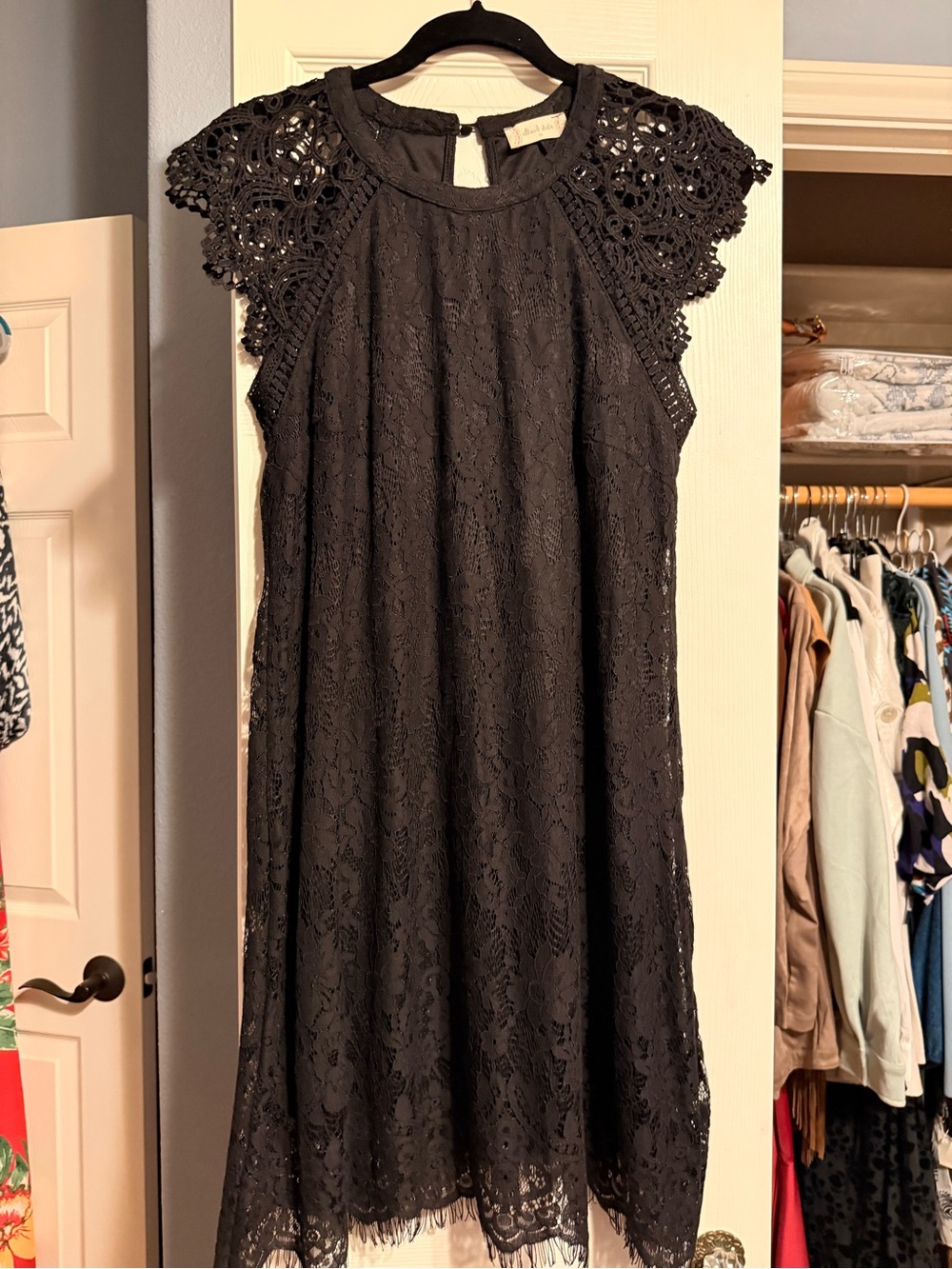 Black Lace Cap Sleeve Mini Dress by AltrdState